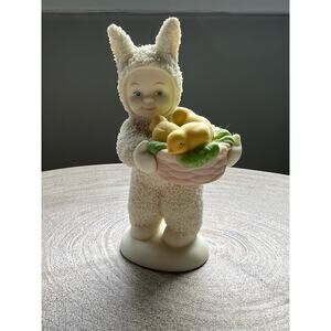 Department 56 Snowbabies Snowbunnies "A Basket of Joy" Holding Baby Chicks